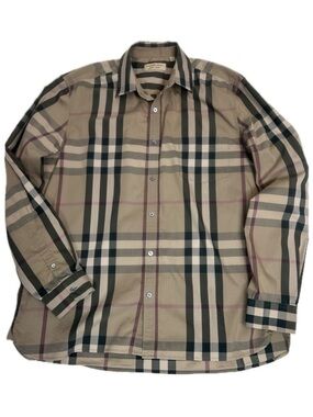 Burberry London England Nelson Nova Check Long Sleeve Button Down Shirt with COA